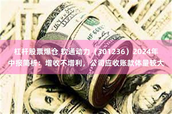 杠杆股票爆仓 软通动力（301236）2024年中报简析：增收不增利，公司应收账款体量较大